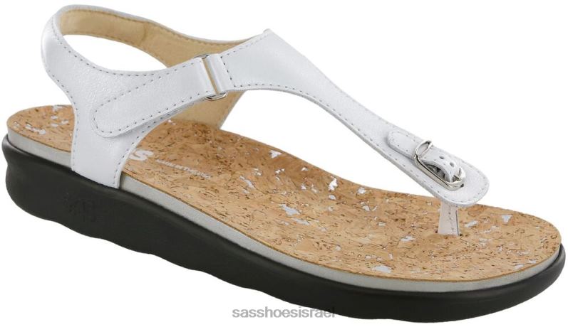 נשים SAS סנדל t-strap marina מגוון 2H2TF141 לבן פנינה